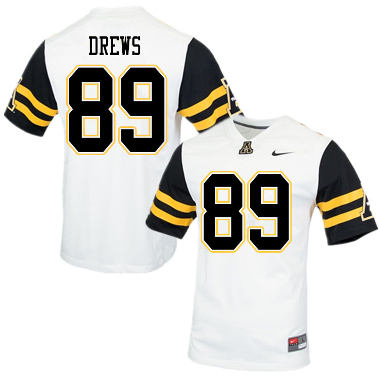 Men #89 August Drews Appalachian State Mountaineers College Football Jerseys Sale-White